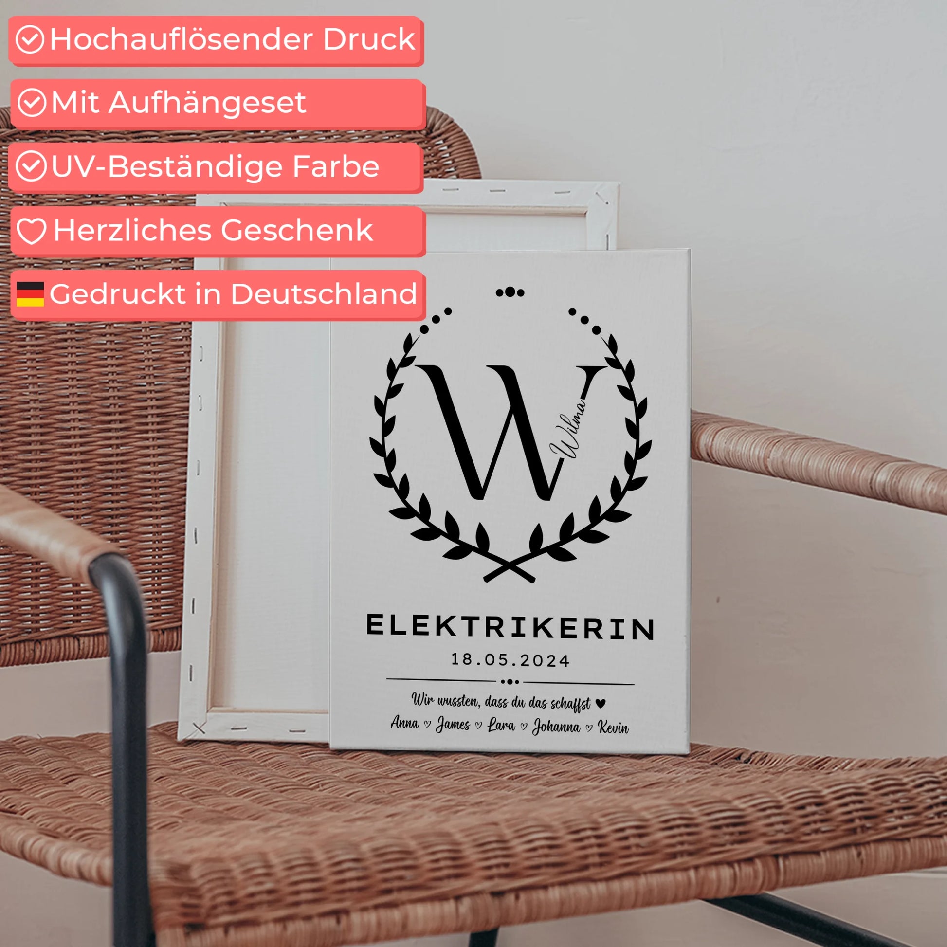Geschenk Zum Abschluss Ausbildung Elektrikerin Leinwand 5