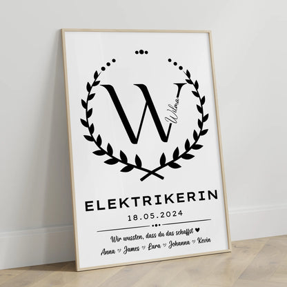 Geschenk Zum Abschluss Ausbildung Elektrikerin Poster