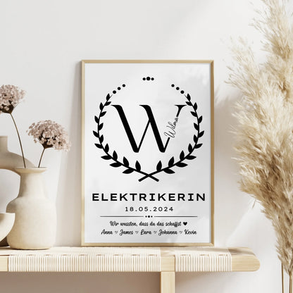 Geschenk Zum Abschluss Ausbildung Elektrikerin Poster