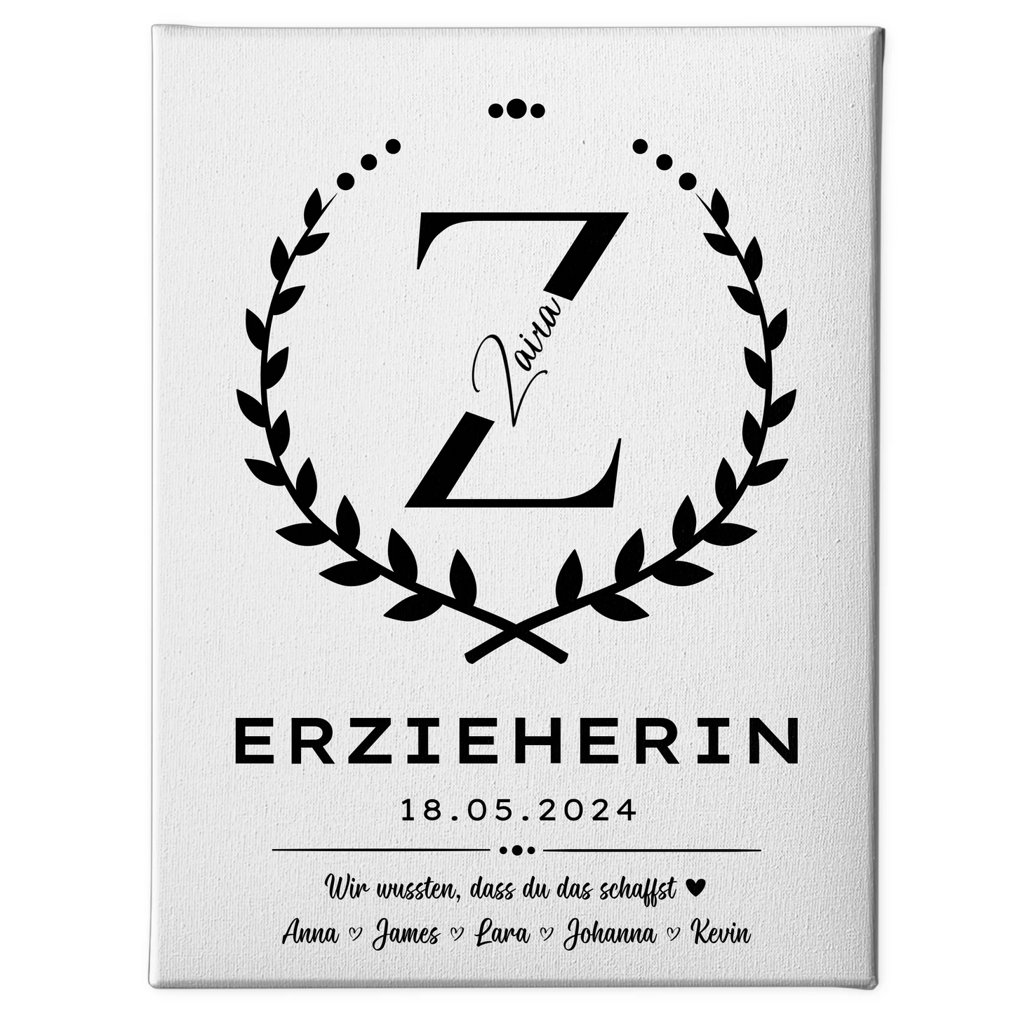 Geschenk Abschluss Ausbildung Erzieherin Leinwand 1