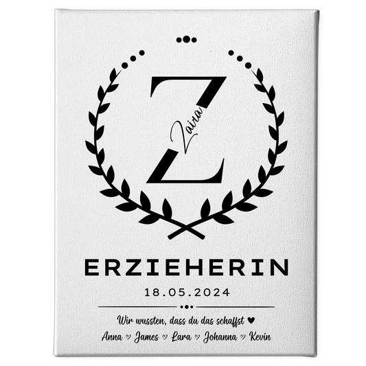 Geschenk Abschluss Ausbildung Erzieherin Leinwand 1