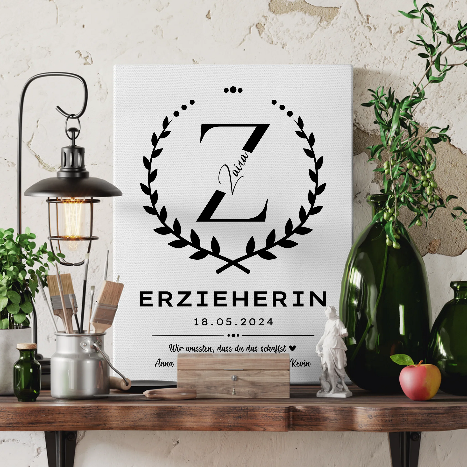 Geschenk Abschluss Ausbildung Erzieherin Leinwand 3