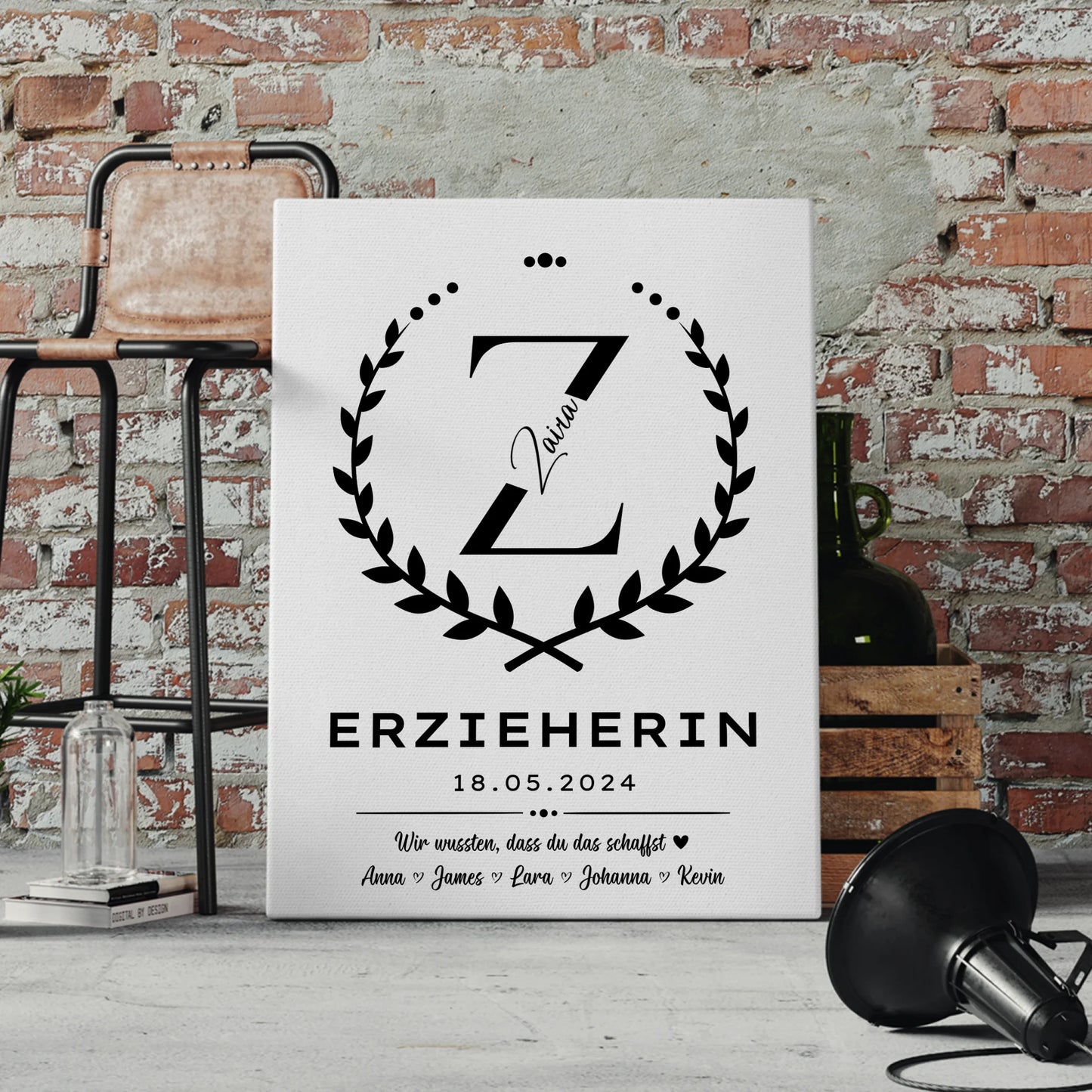 Geschenk Abschluss Ausbildung Erzieherin Leinwand 4