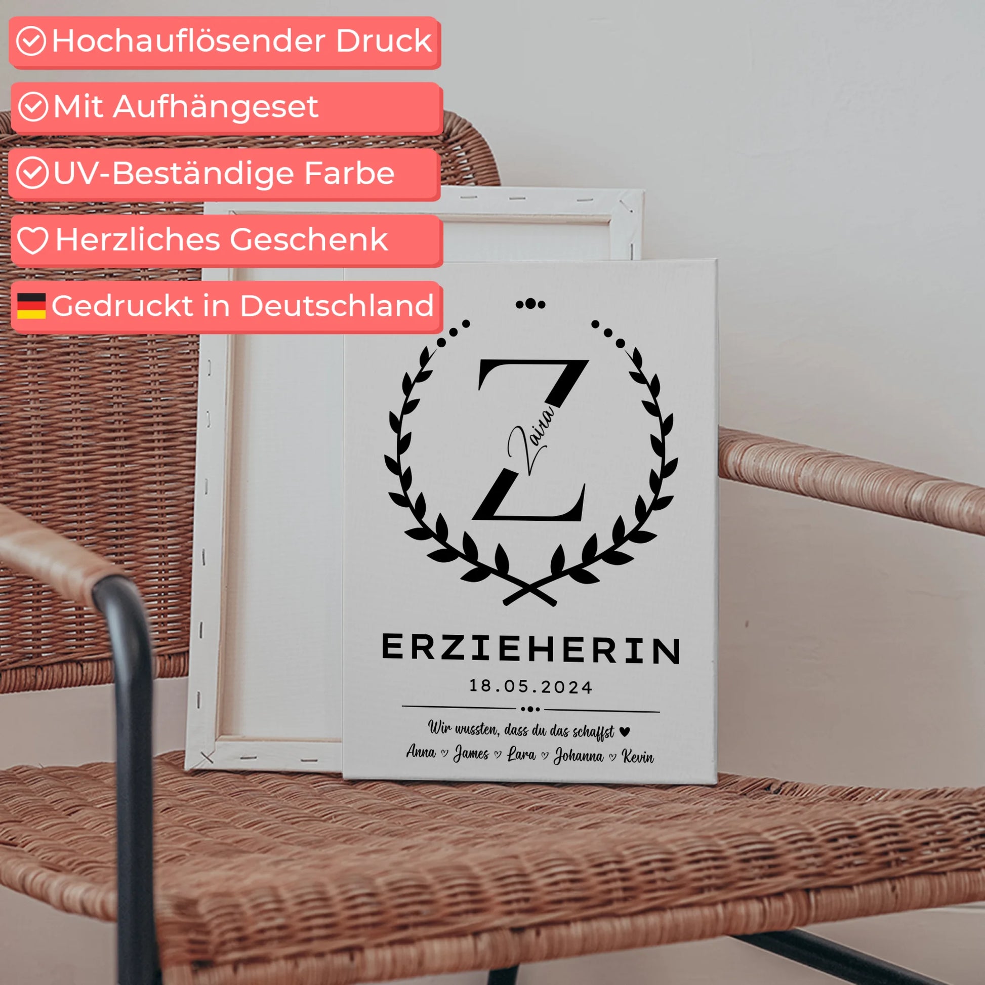 Geschenk Abschluss Ausbildung Erzieherin Leinwand 5