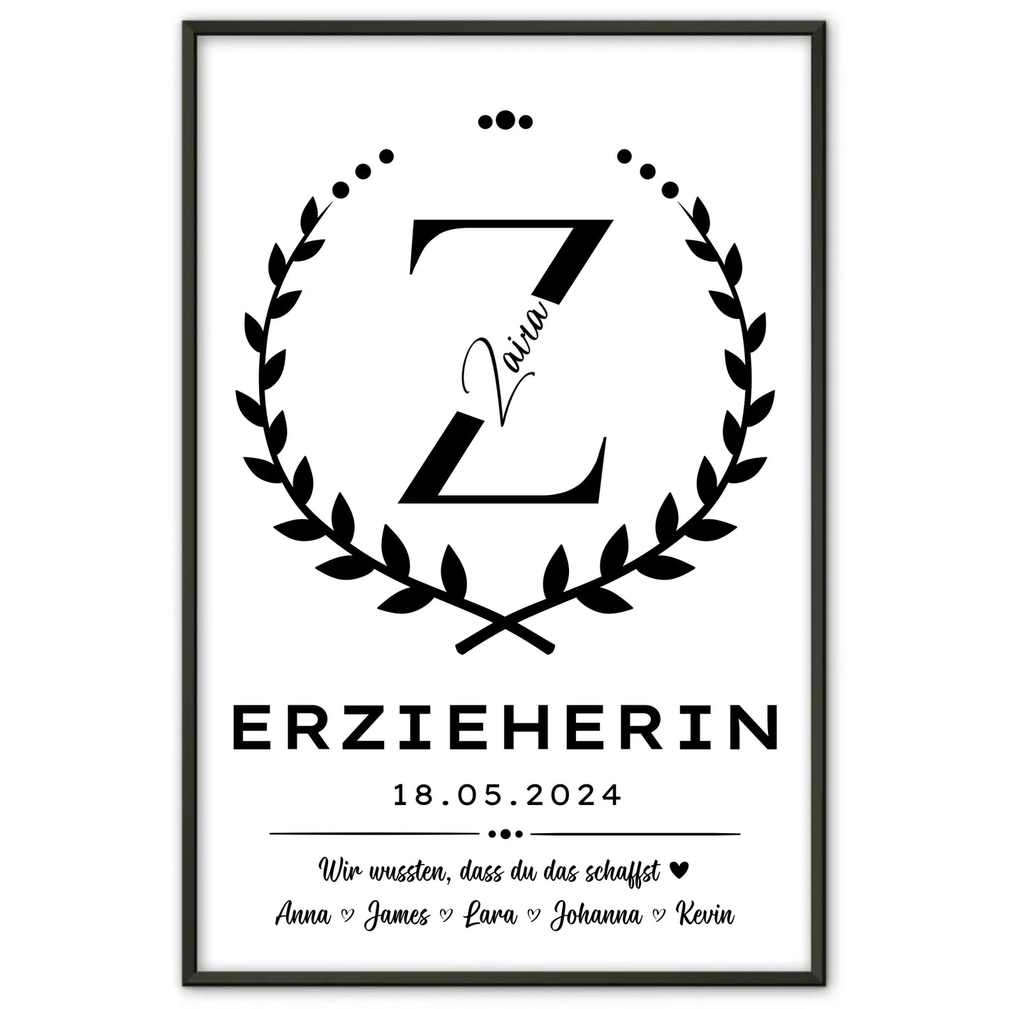 Originelles Geschenk Abschluss Ausbildung Erzieherin Poster