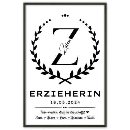 Originelles Geschenk Abschluss Ausbildung Erzieherin Poster