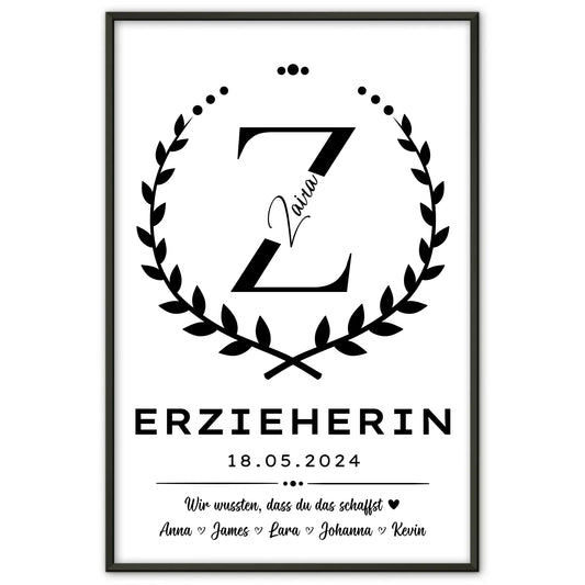 Originelles Geschenk Abschluss Ausbildung Erzieherin Poster