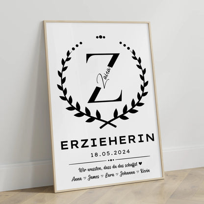 Originelles Geschenk Abschluss Ausbildung Erzieherin Poster