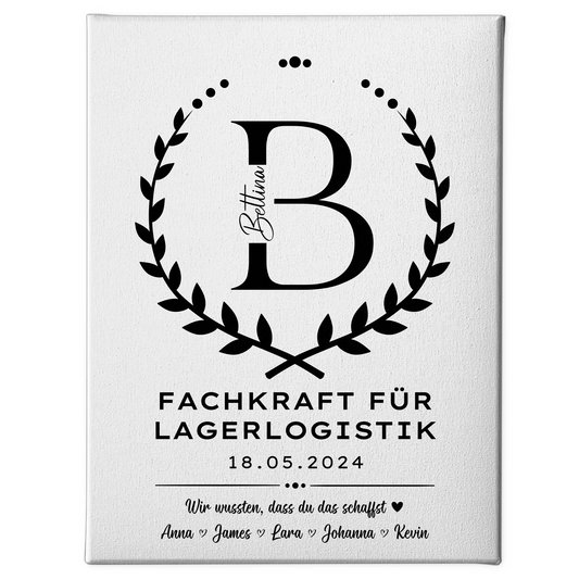 Geschenk Zum Abschluss Ausbildung Fachkraft für Lagerlogistik Leinwand 1