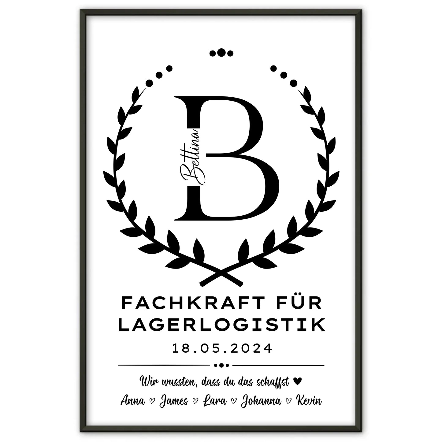 Geschenk Zum Abschluss Ausbildung Fachkraft für Lagerlogistik Poster personalisiert