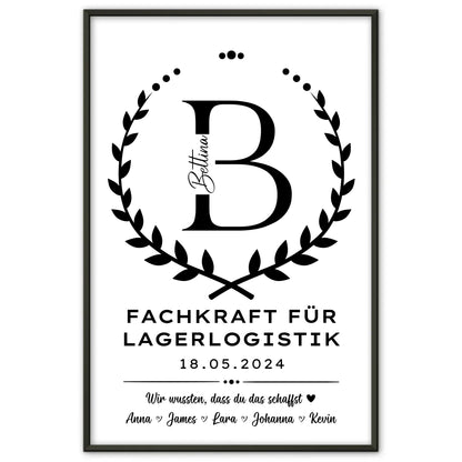 Geschenk Zum Abschluss Ausbildung Fachkraft für Lagerlogistik Poster personalisiert