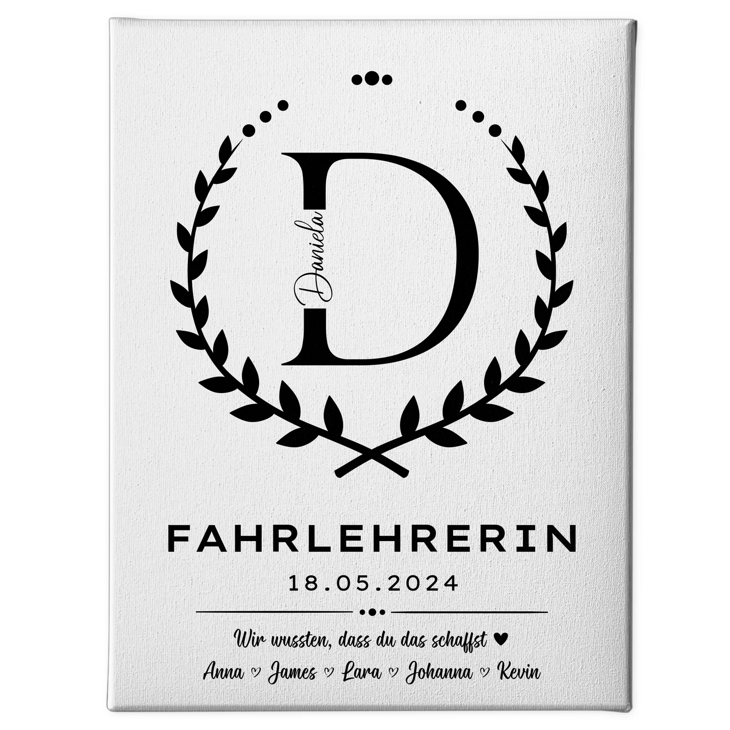 Ausbildungsabschluss Geschenk Fahrlehrerin Leinwand 1