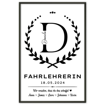 Ausbildungsabschluss Geschenk Fahrlehrerin Poster