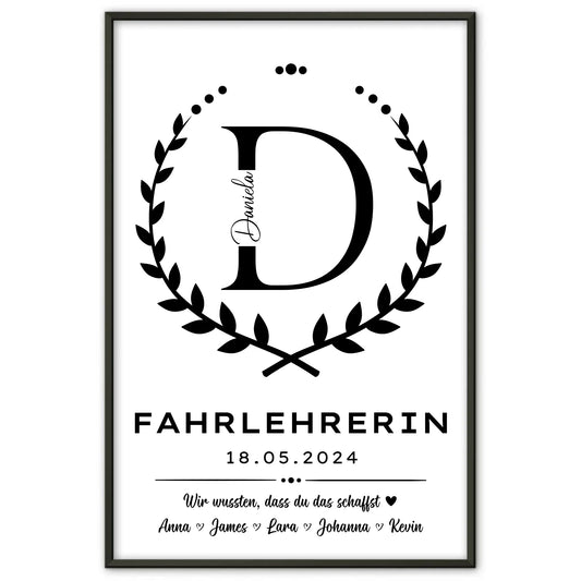 Ausbildungsabschluss Geschenk Fahrlehrerin Poster