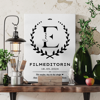 Geschenk Zum Abschluss Ausbildung Filmeditorin Leinwand 3