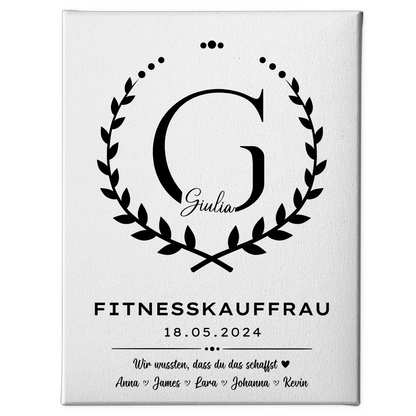 Ausbildungsabschluss Geschenk Fitnesskauffrau Leinwand 1