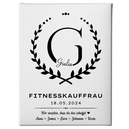 Ausbildungsabschluss Geschenk Fitnesskauffrau Leinwand 1