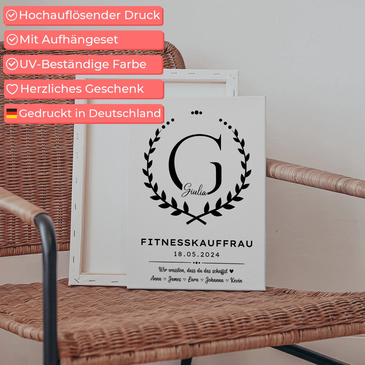 Ausbildungsabschluss Geschenk Fitnesskauffrau Leinwand 5