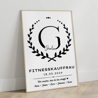 Poster Ausbildungsabschluss Geschenk Fitnesskauffrau