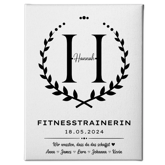Geschenk Zum Abschluss Ausbildung Fitnesstrainerin Leinwand 1