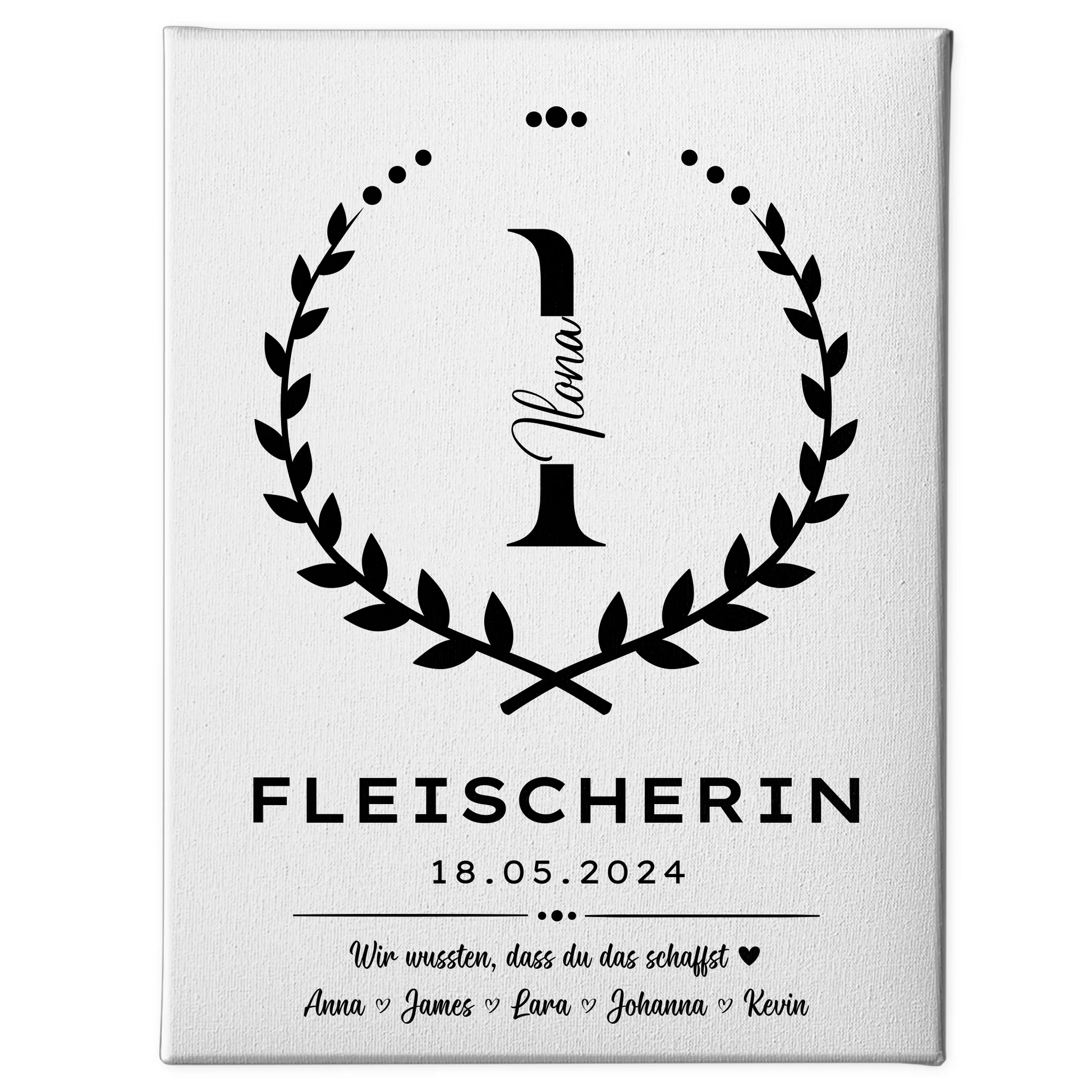 Geschenk Abschluss Ausbildung Fleischerin Leinwand 1