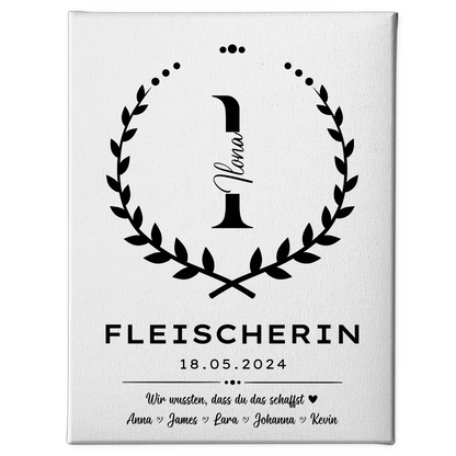 Geschenk Abschluss Ausbildung Fleischerin Leinwand 1