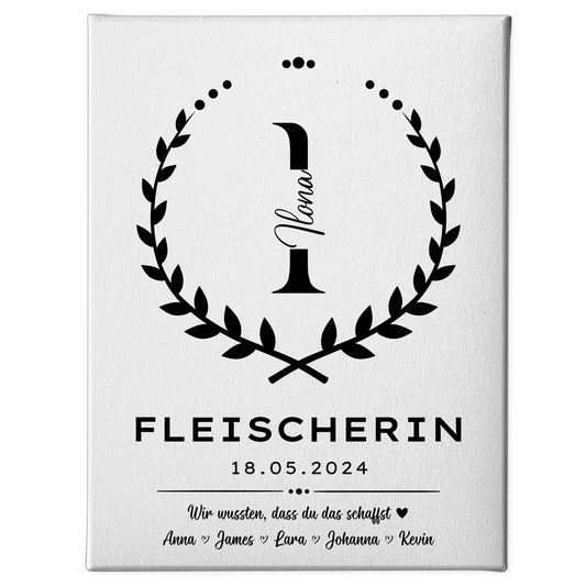 Geschenk Abschluss Ausbildung Fleischerin Leinwand 1