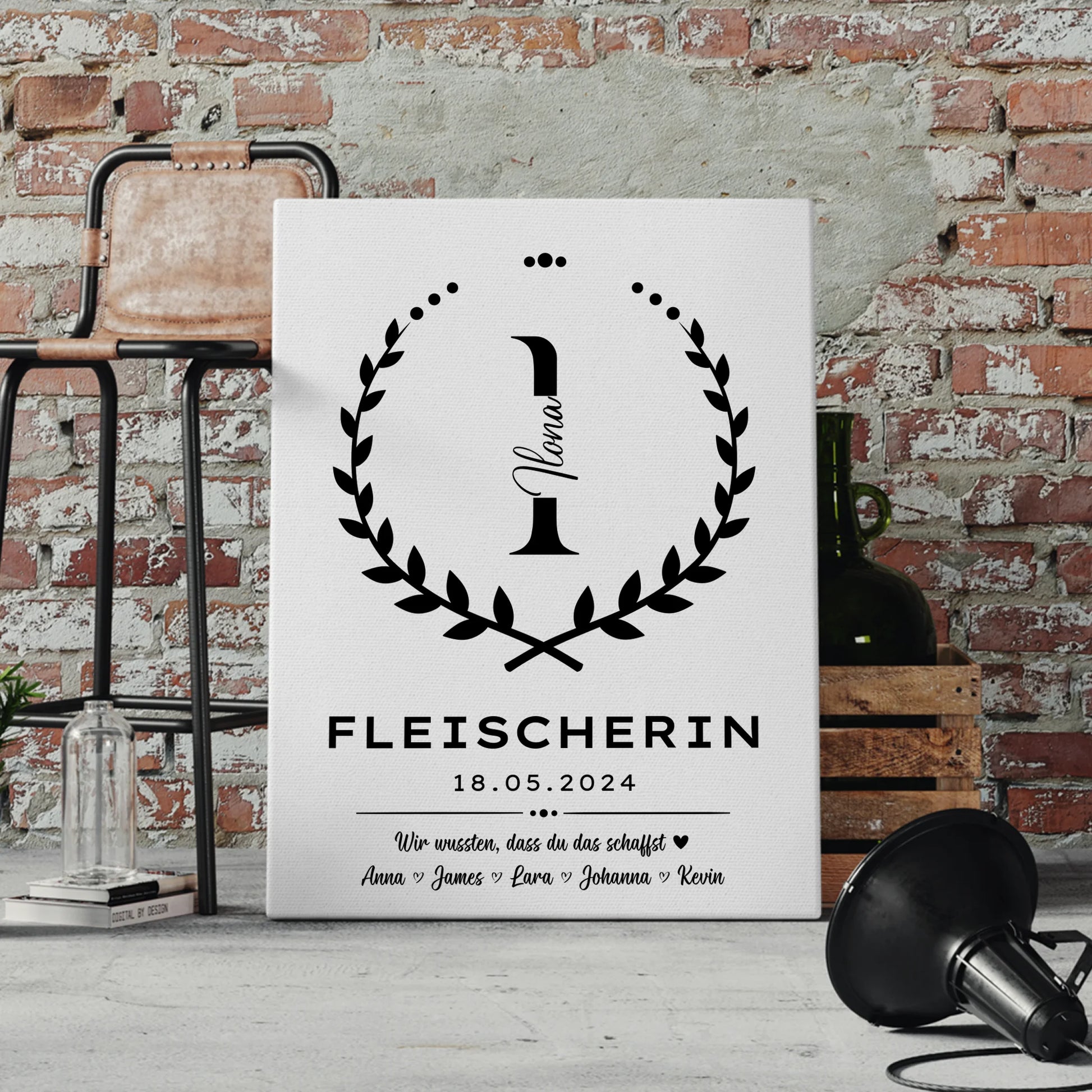 Geschenk Abschluss Ausbildung Fleischerin Leinwand 4