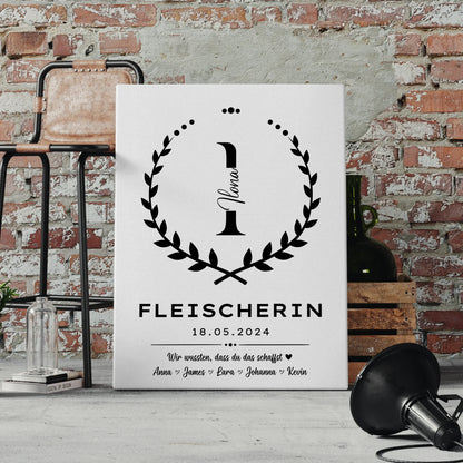 Geschenk Abschluss Ausbildung Fleischerin Leinwand 4