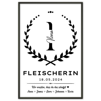 Modernes Geschenk Abschluss Ausbildung Fleischerin Poster