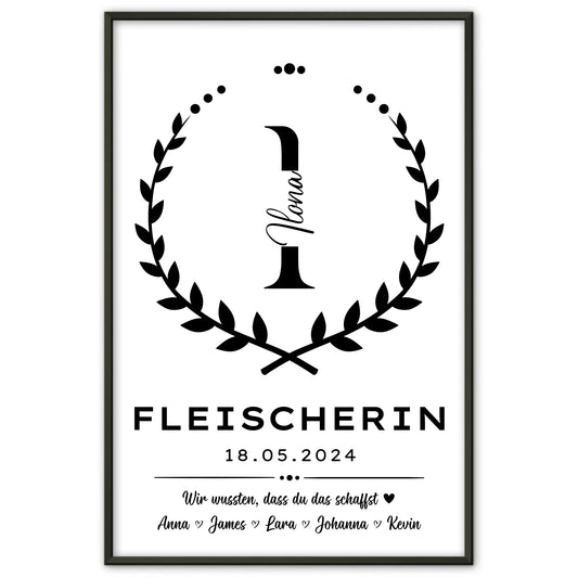 Modernes Geschenk Abschluss Ausbildung Fleischerin Poster