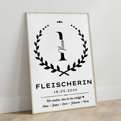 Modernes Geschenk Abschluss Ausbildung Fleischerin Poster