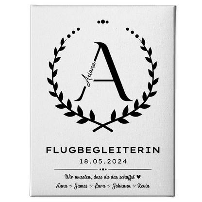 Ausbildungsabschluss Geschenk Flugbegleiterin Leinwand 1