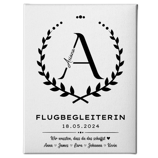 Ausbildungsabschluss Geschenk Flugbegleiterin Leinwand 1