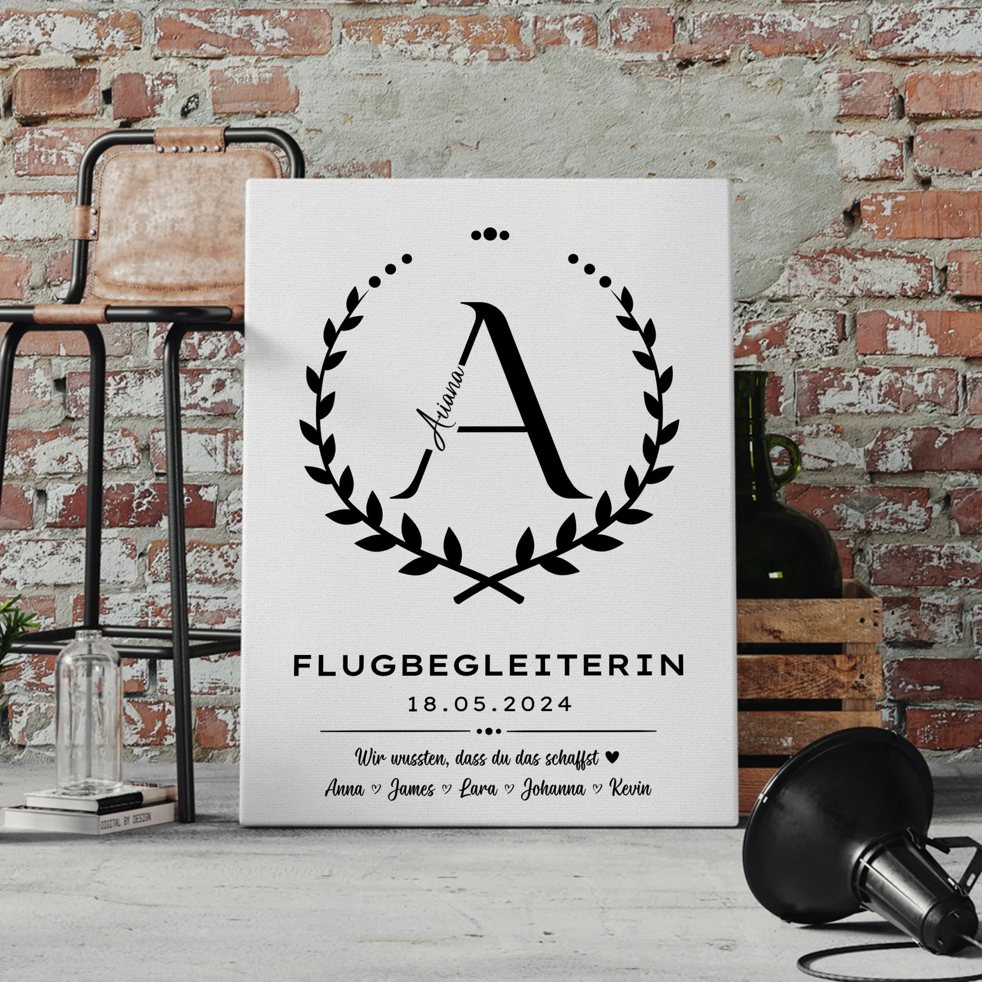 Ausbildungsabschluss Geschenk Flugbegleiterin Leinwand 4