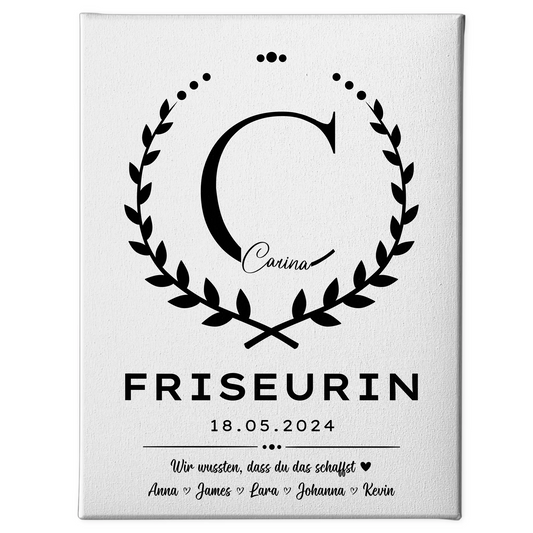 Geschenk Abschluss Ausbildung Friseurin Leinwand 1