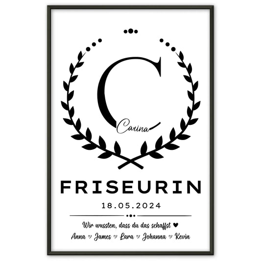 Einzigartiges Geschenk Abschluss Ausbildung Friseurin Poster