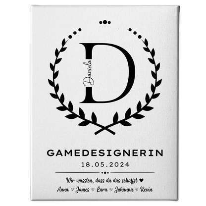 Ausbildungsabschluss Geschenk Gamedesignerin Leinwand 1