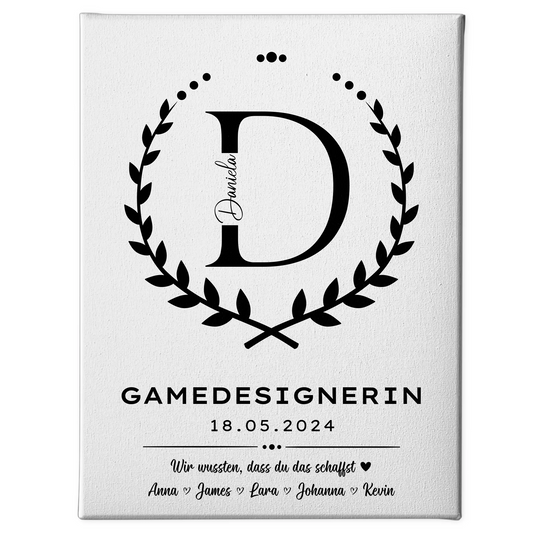 Ausbildungsabschluss Geschenk Gamedesignerin Leinwand 1