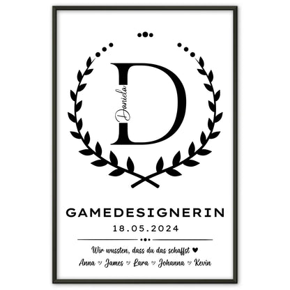 Gamedesignerin Ausbildungsabschluss Geschenk Poster Idee