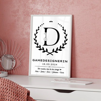 Gamedesignerin Ausbildungsabschluss Geschenk Poster Idee
