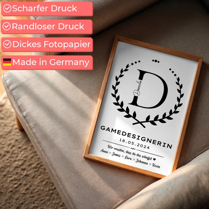 Gamedesignerin Ausbildungsabschluss Geschenk Poster Idee