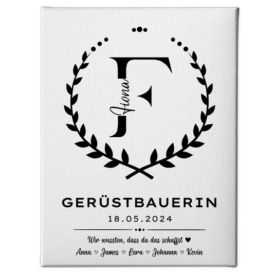 Geschenk Abschluss Ausbildung Gerüstbauerin Leinwand 1