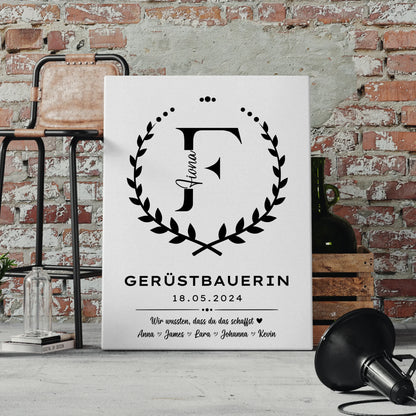 Geschenk Abschluss Ausbildung Gerüstbauerin Leinwand 4