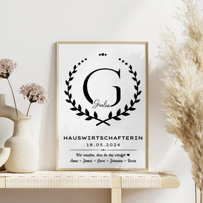 Poster Ausbildungsabschluss Geschenk Hauswirtschafterin