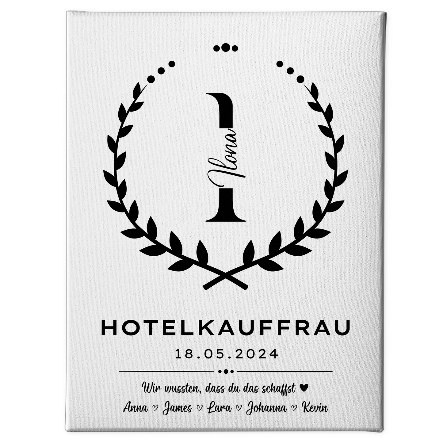Geschenk Abschluss Ausbildung Hotelkauffrau Leinwand 1
