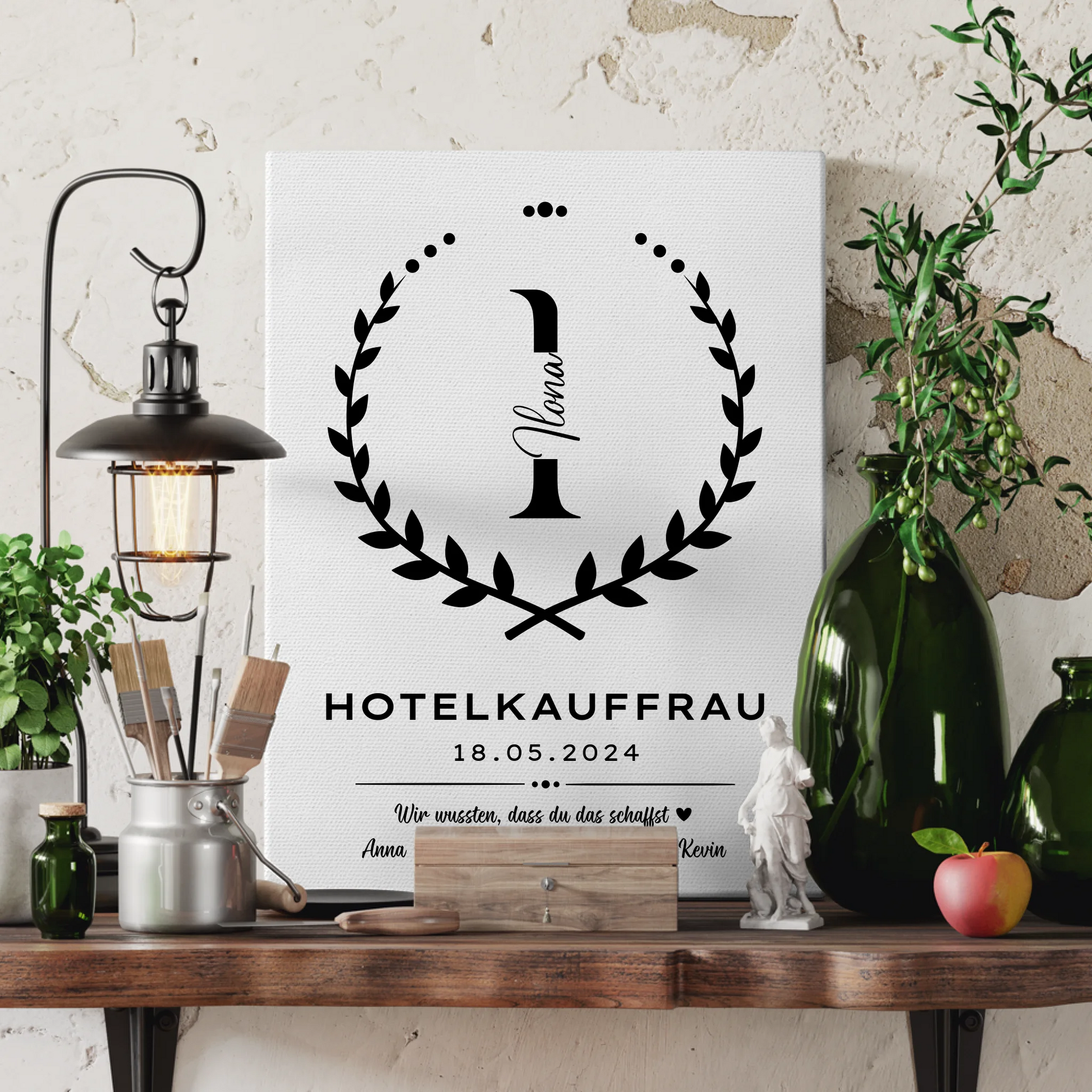 Geschenk Abschluss Ausbildung Hotelkauffrau Leinwand 3