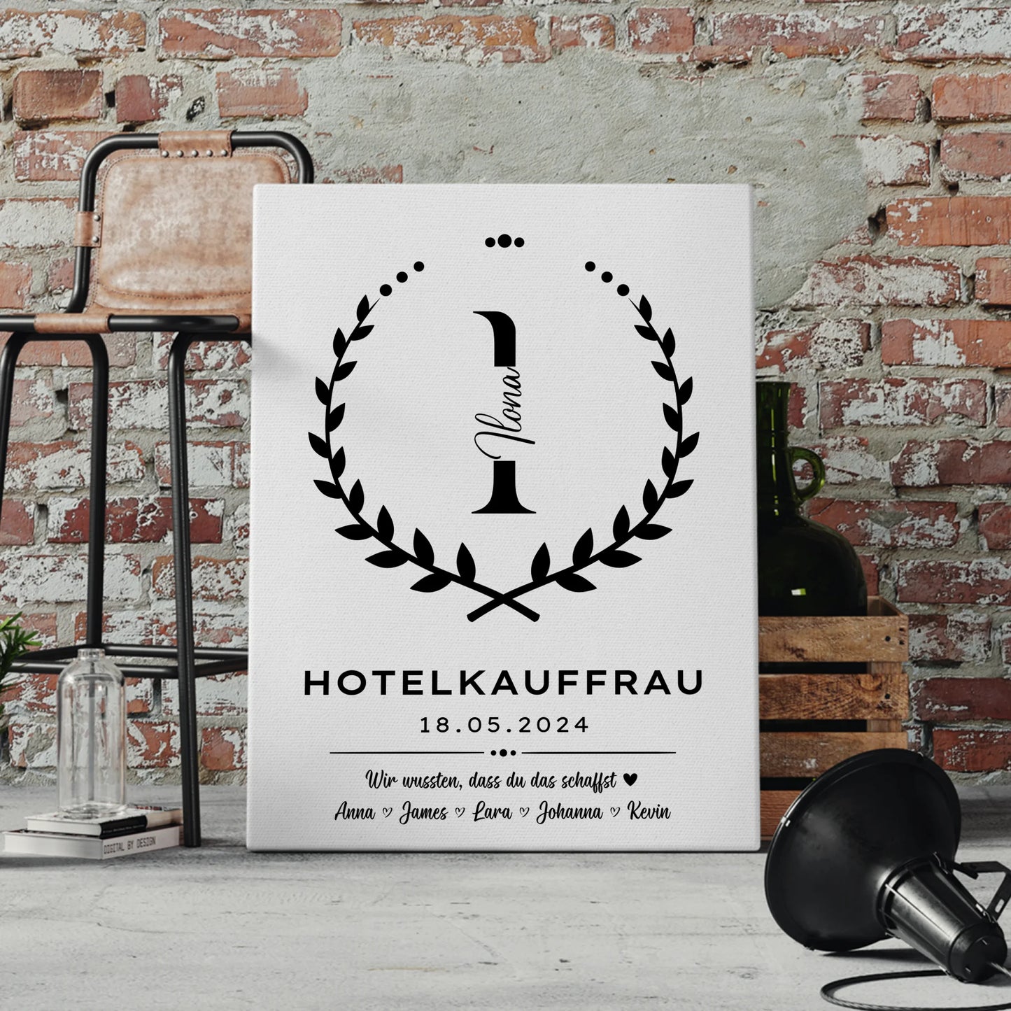 Geschenk Abschluss Ausbildung Hotelkauffrau Leinwand 4