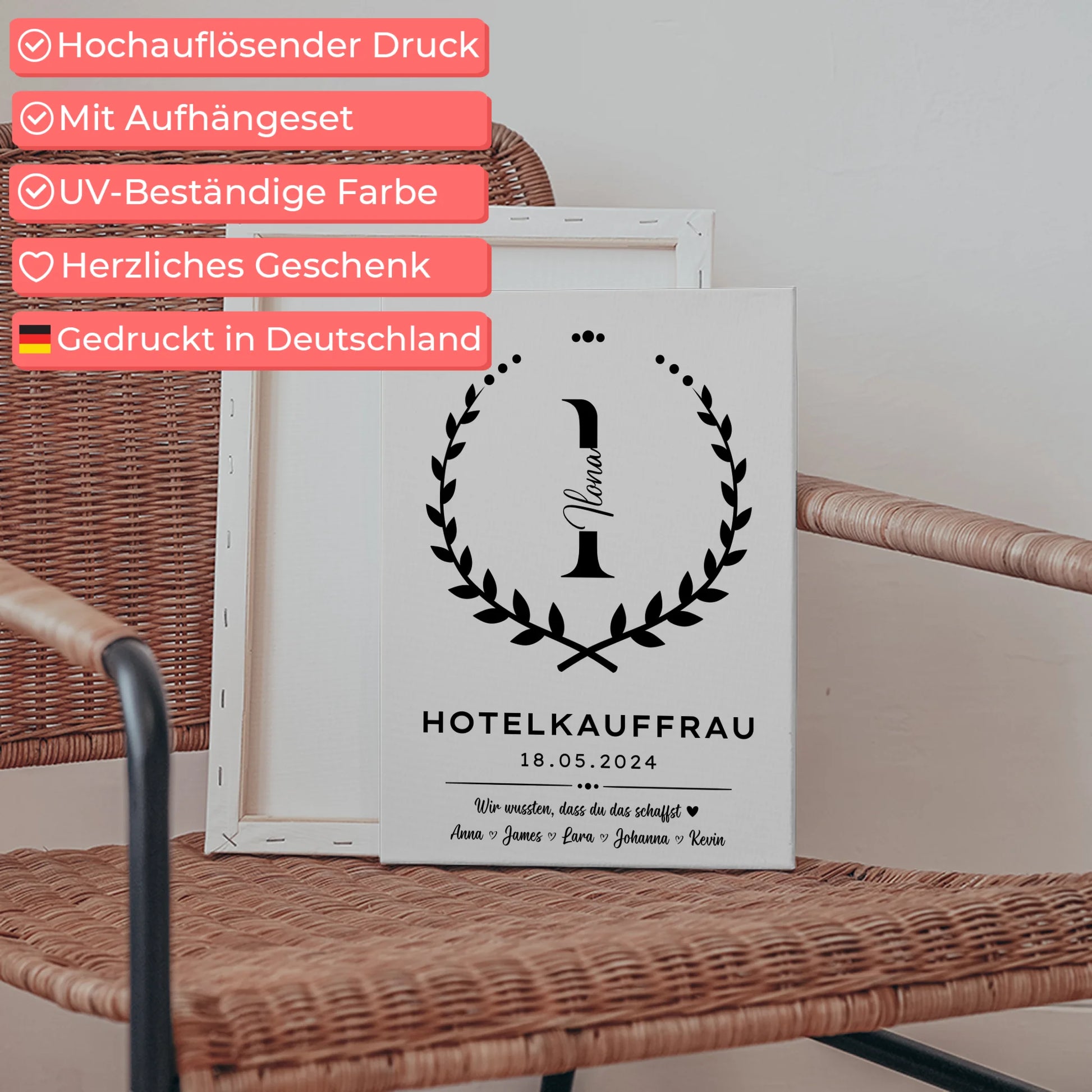 Geschenk Abschluss Ausbildung Hotelkauffrau Leinwand 5