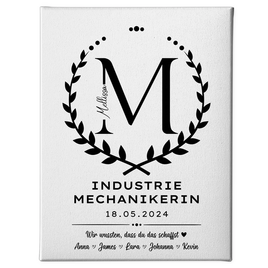 Ausbildungsabschluss Geschenk Industriemechanikerin Leinwand 1